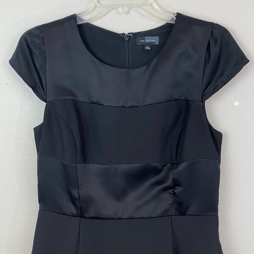 The Limited Black Satin Stripe Fit & Flare Dress - Picture 3 of 6